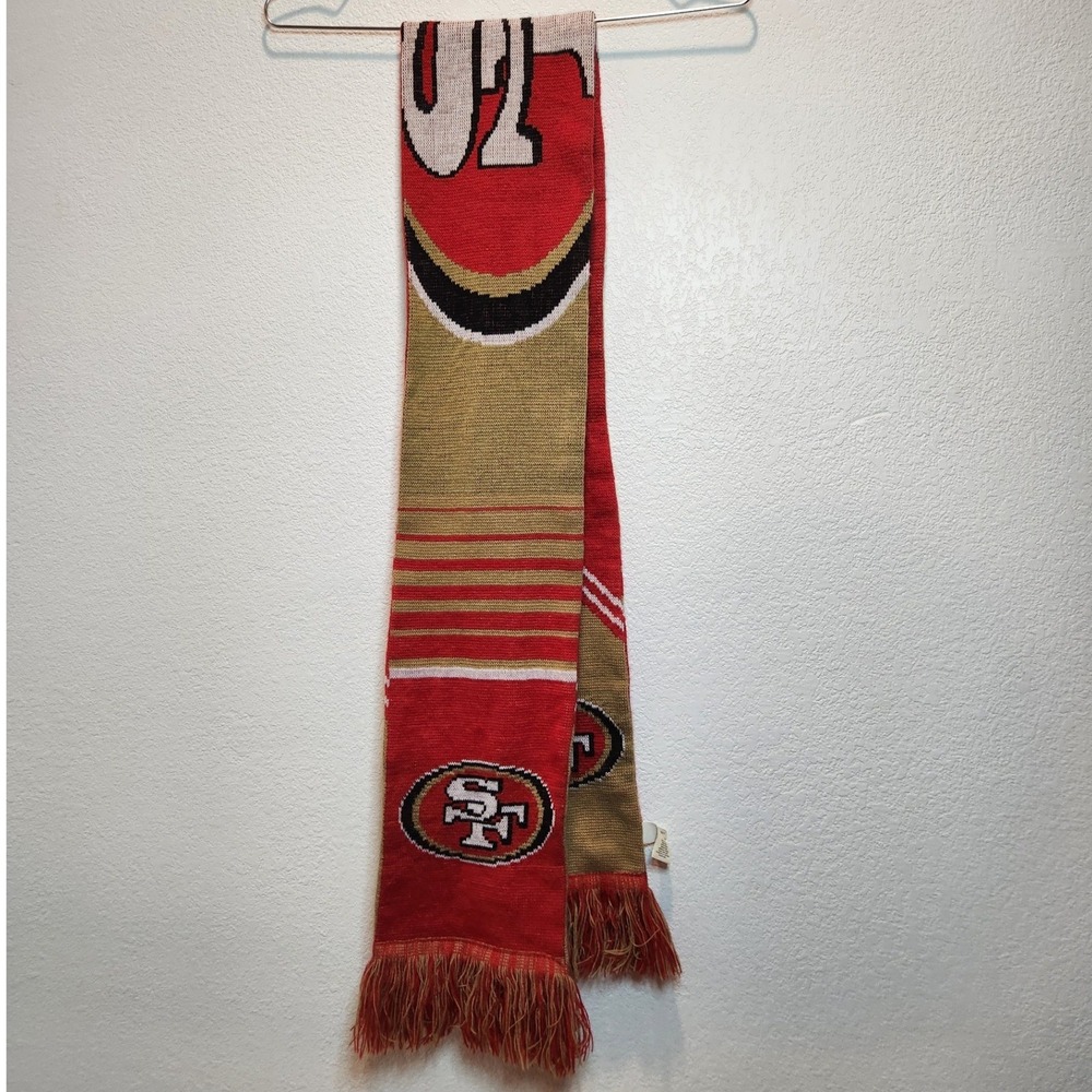 San Francisco 49ers Scarf Forever Collectibles Red Gold Knit NFL Football Fringe